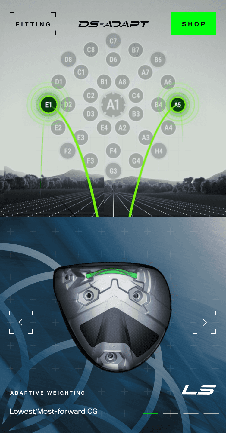 COBRA Golf DS-ADAPT control, trajectory, and adaptive weighting - mobile.
