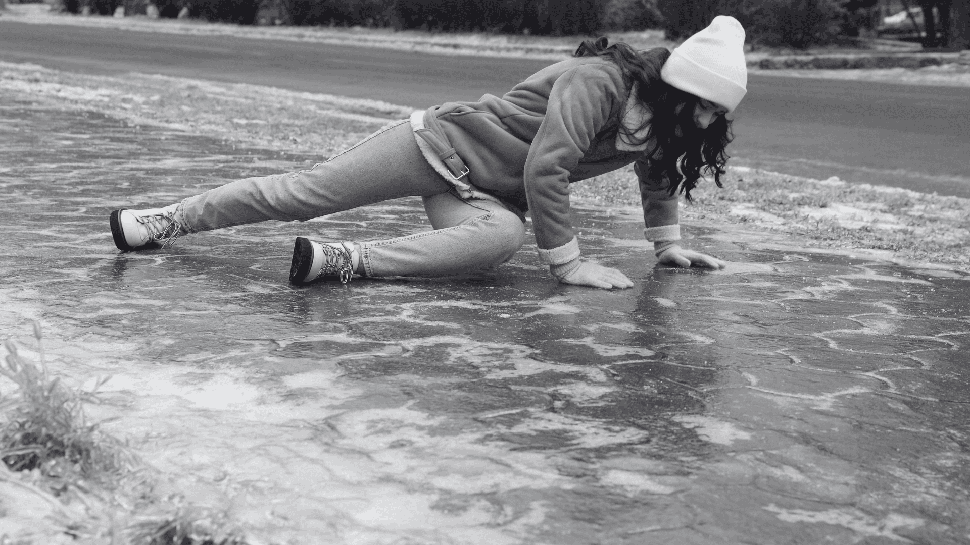 Icy & Snowy Sidewalk Falls