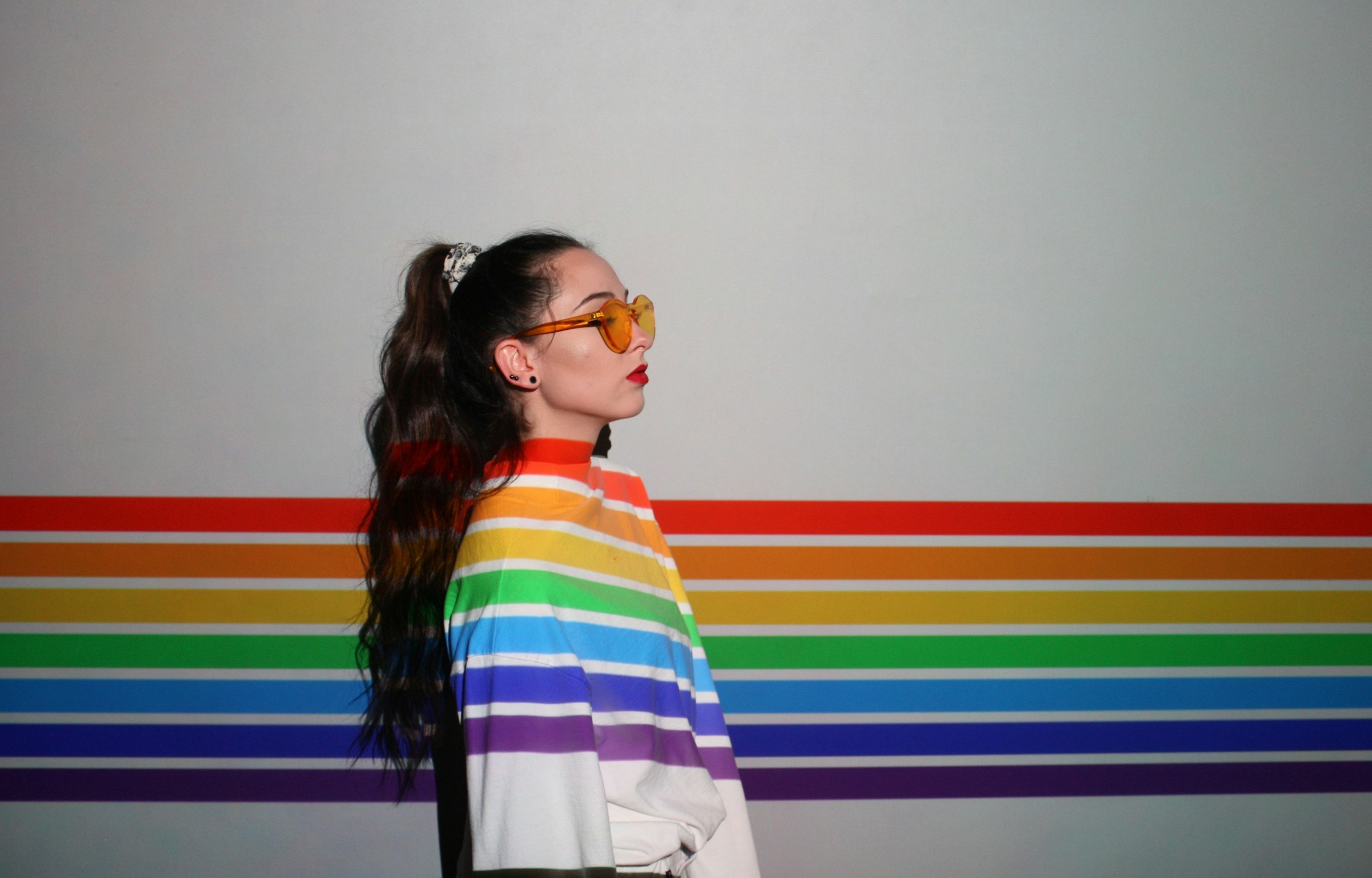 woman in rainbow light - Aesthetic Preppy 