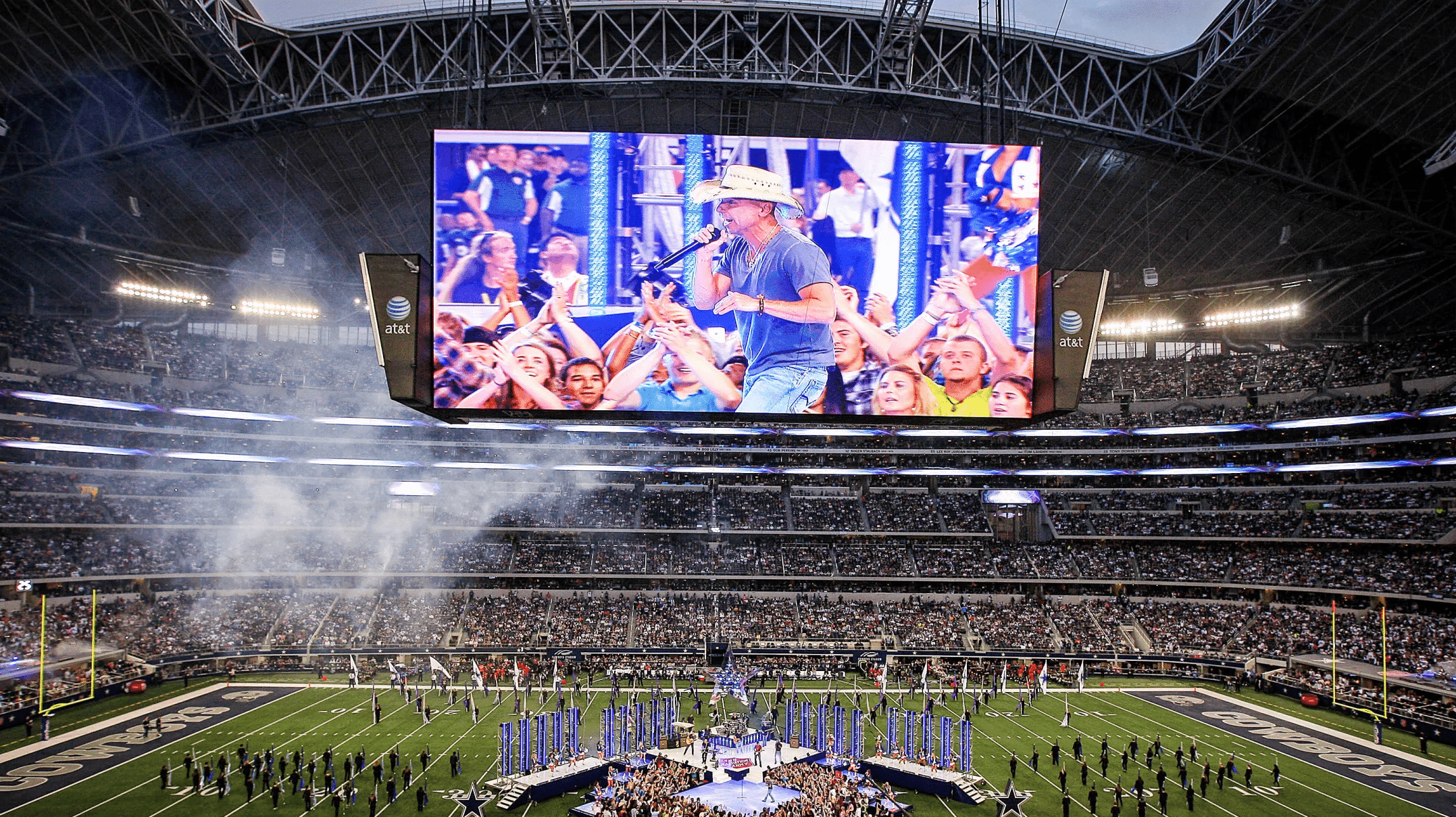 Dallas Cowboys Halftime Show field and LED screen with Kenny Chesney