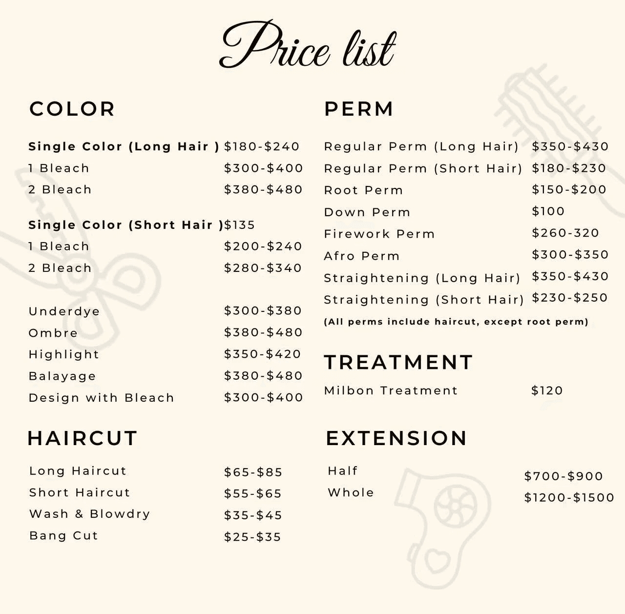 Boston Price List
