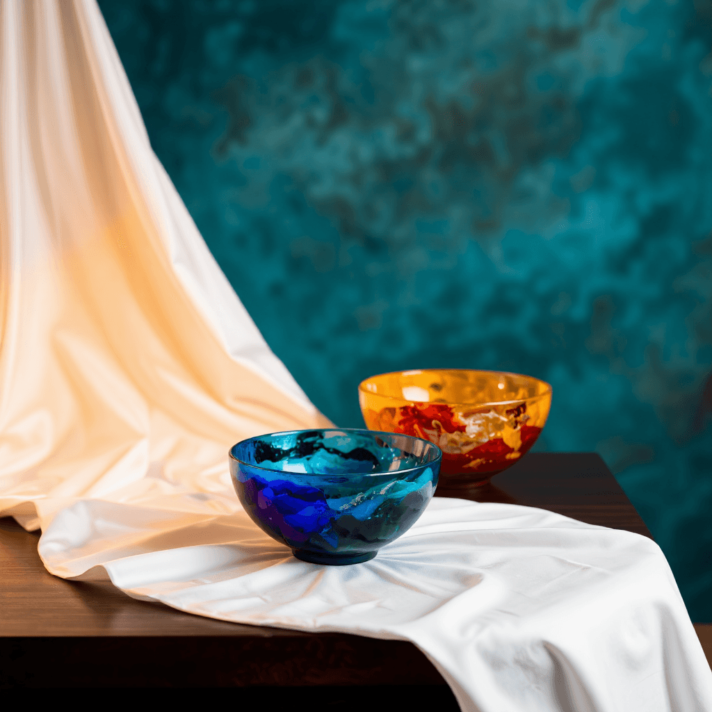product photography of set of decorative resin bowls