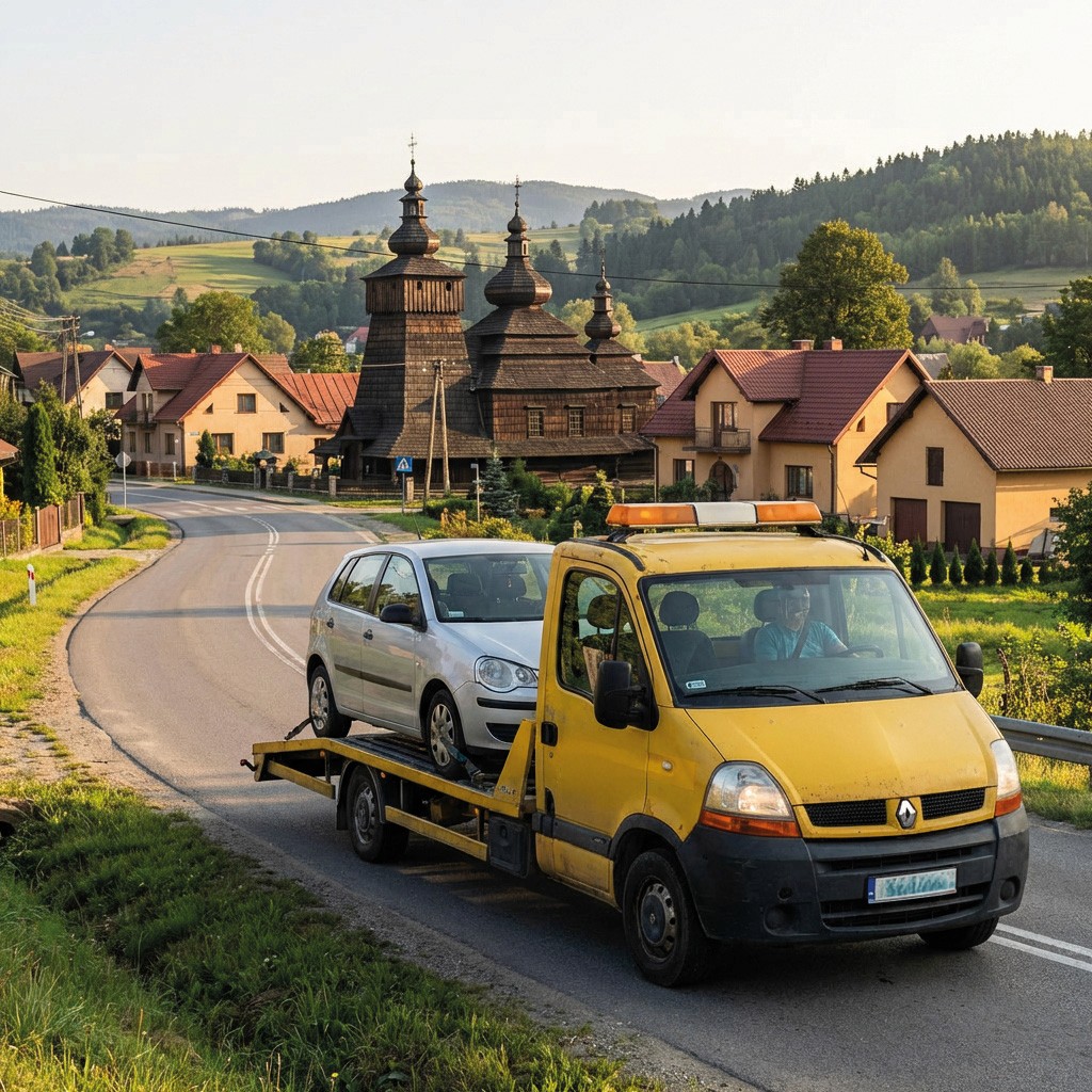 droga DK28 w Grybowie w kierunku Gorlic