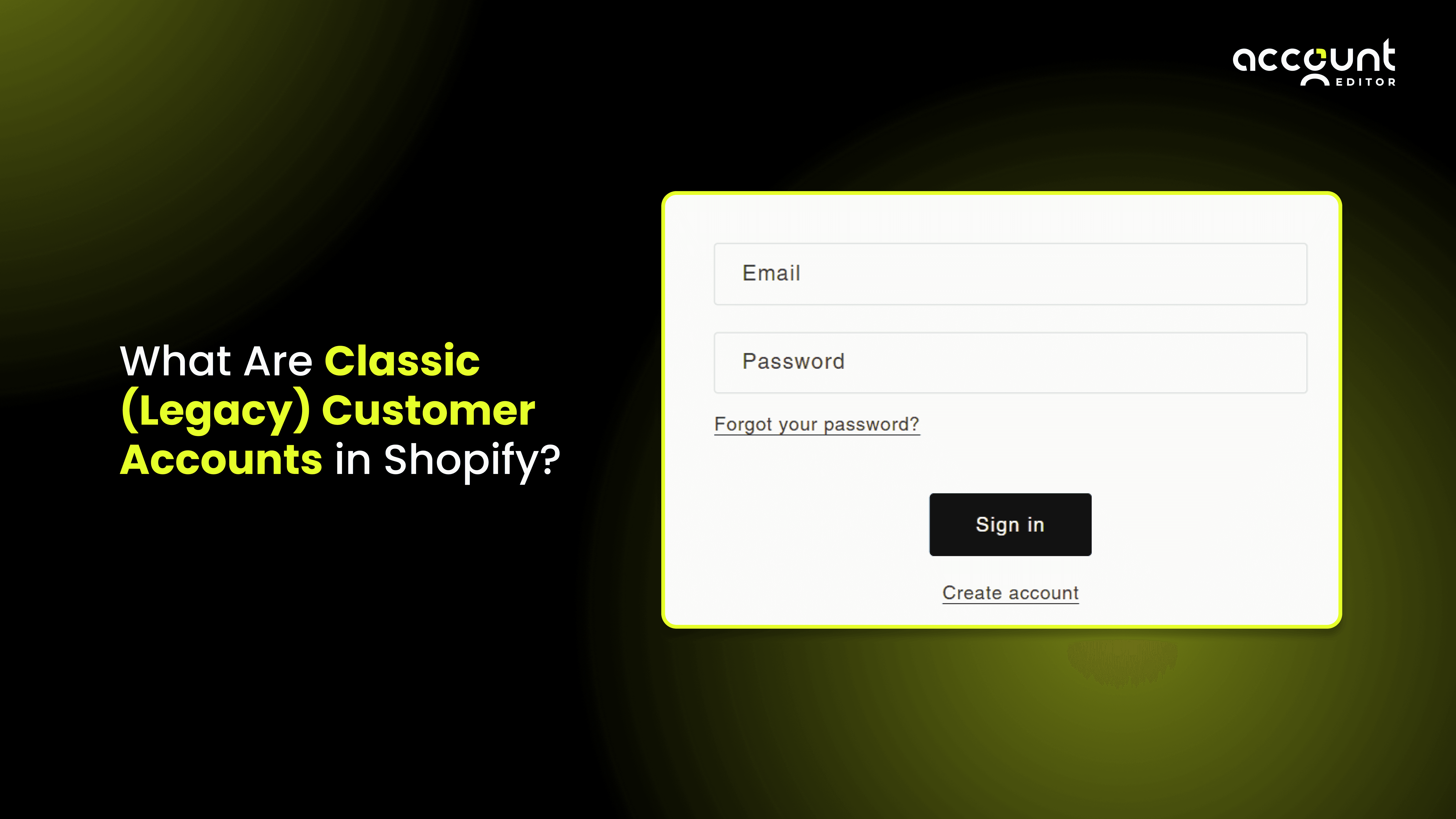 Classic (legacy) Shopify customer account login screen showing email and password fields and sign-in option