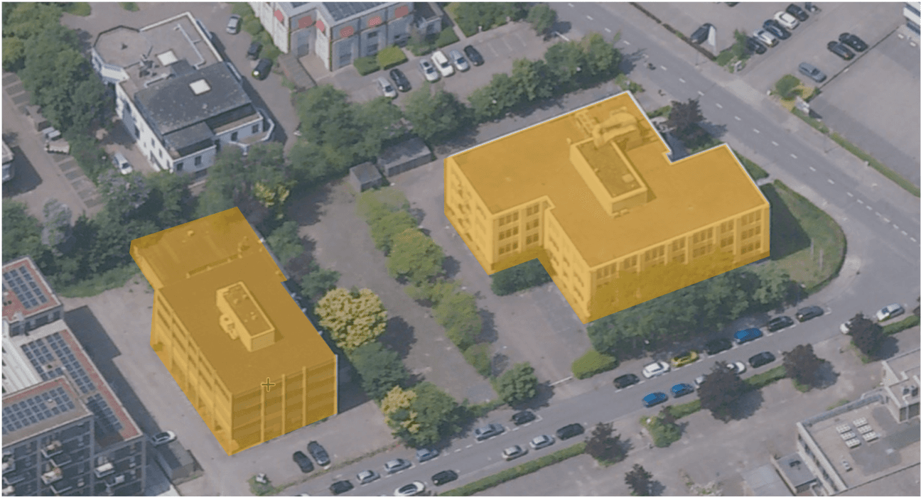 Bovenaanzicht Nieuw-Middelland met ingekleurd werkgebied