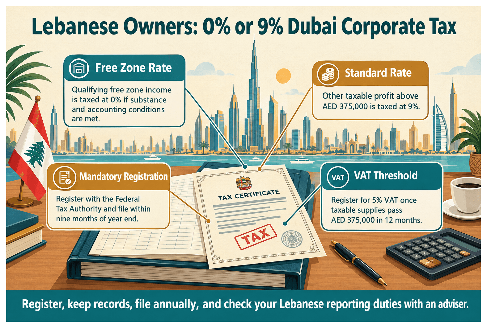 Infographic: Tax Implications of Owning a Dubai Company as a Lebanese National