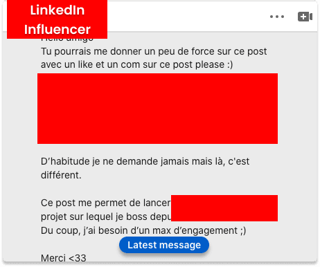 Engagement sur LinkedIn demandé par un influenceur LinkedIn| Breakcold