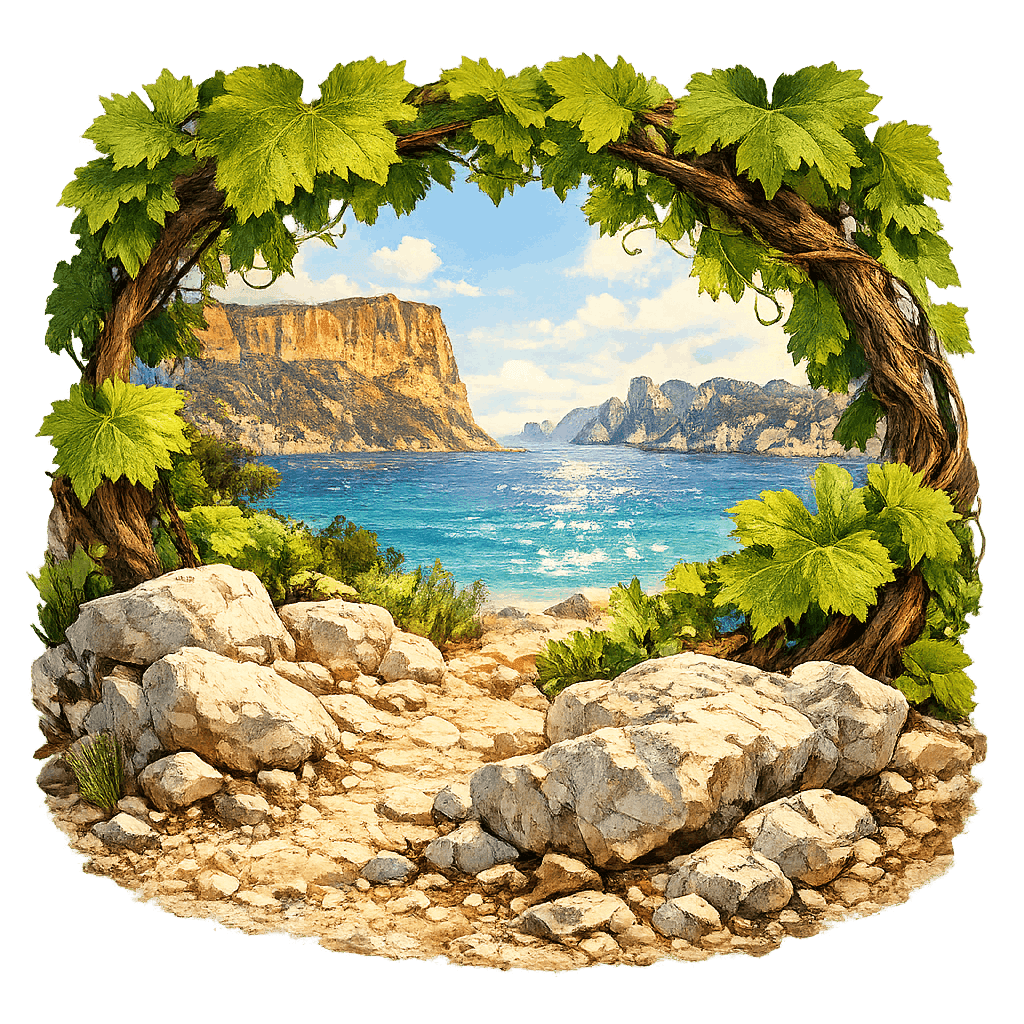 Detailed graphic of the Cassis wine region.