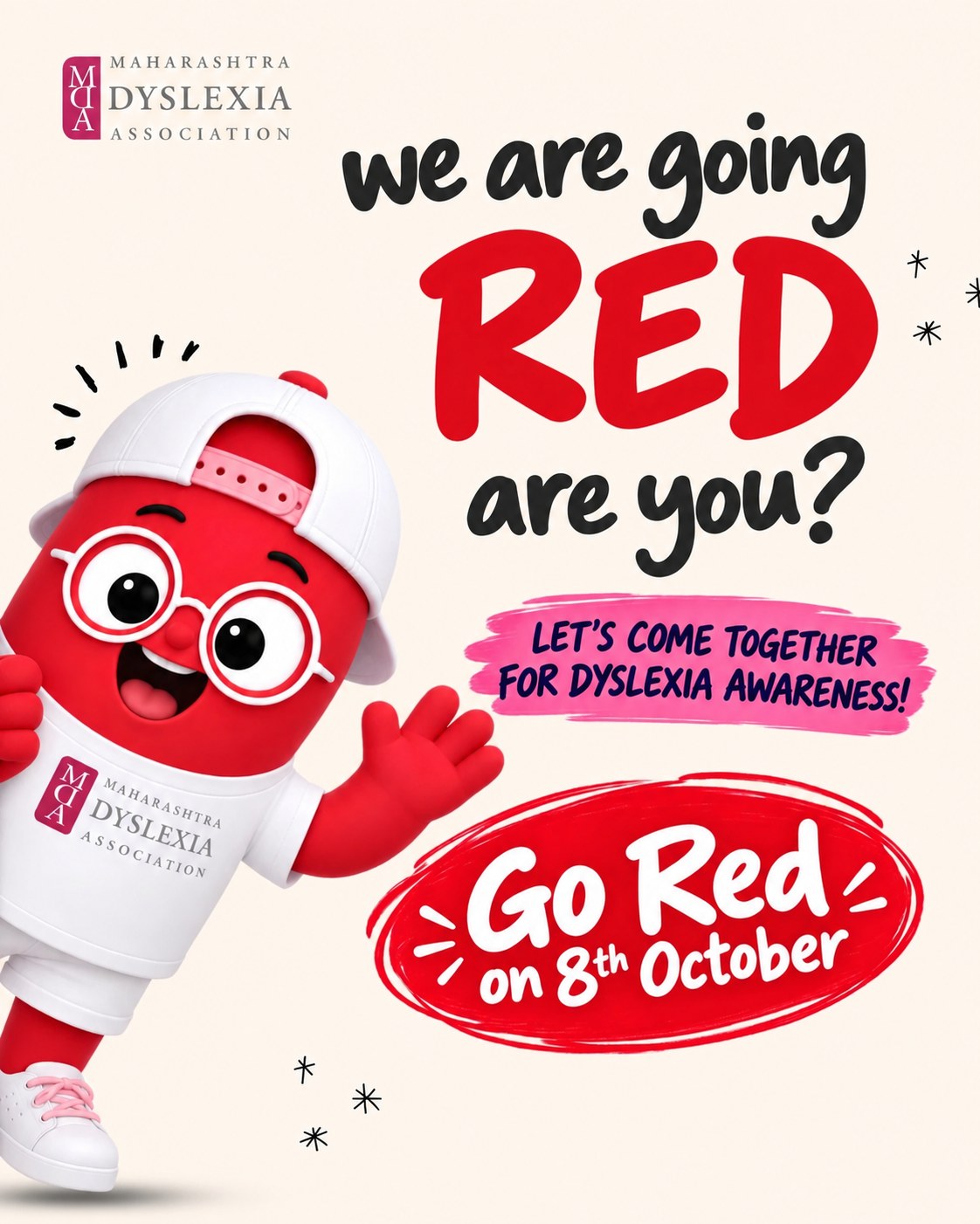 We are going red on 8th October. Let's come together for dyslexia awareness.
