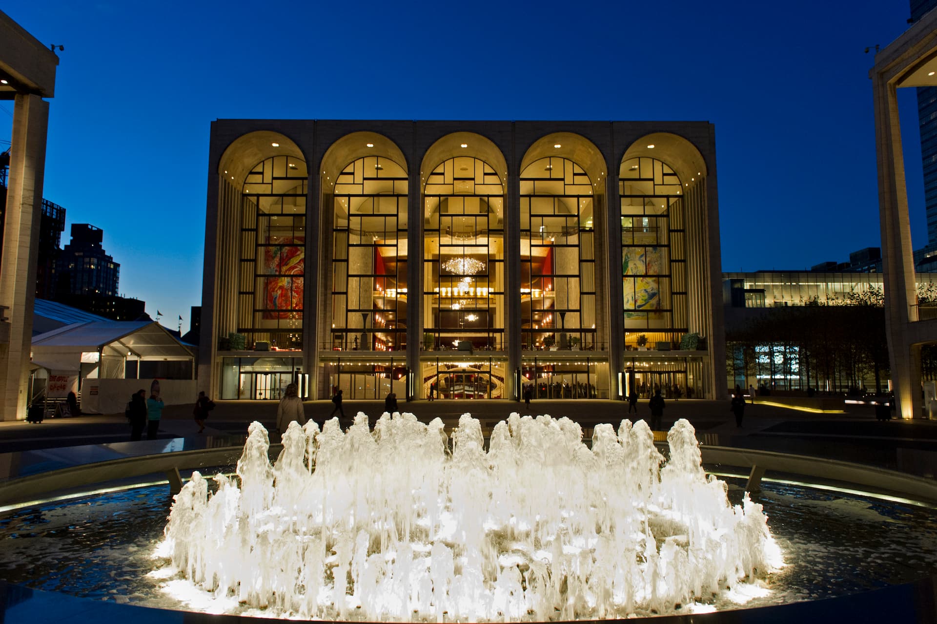 Lincoln Center Plaza Fountain and Metropolitan Opera