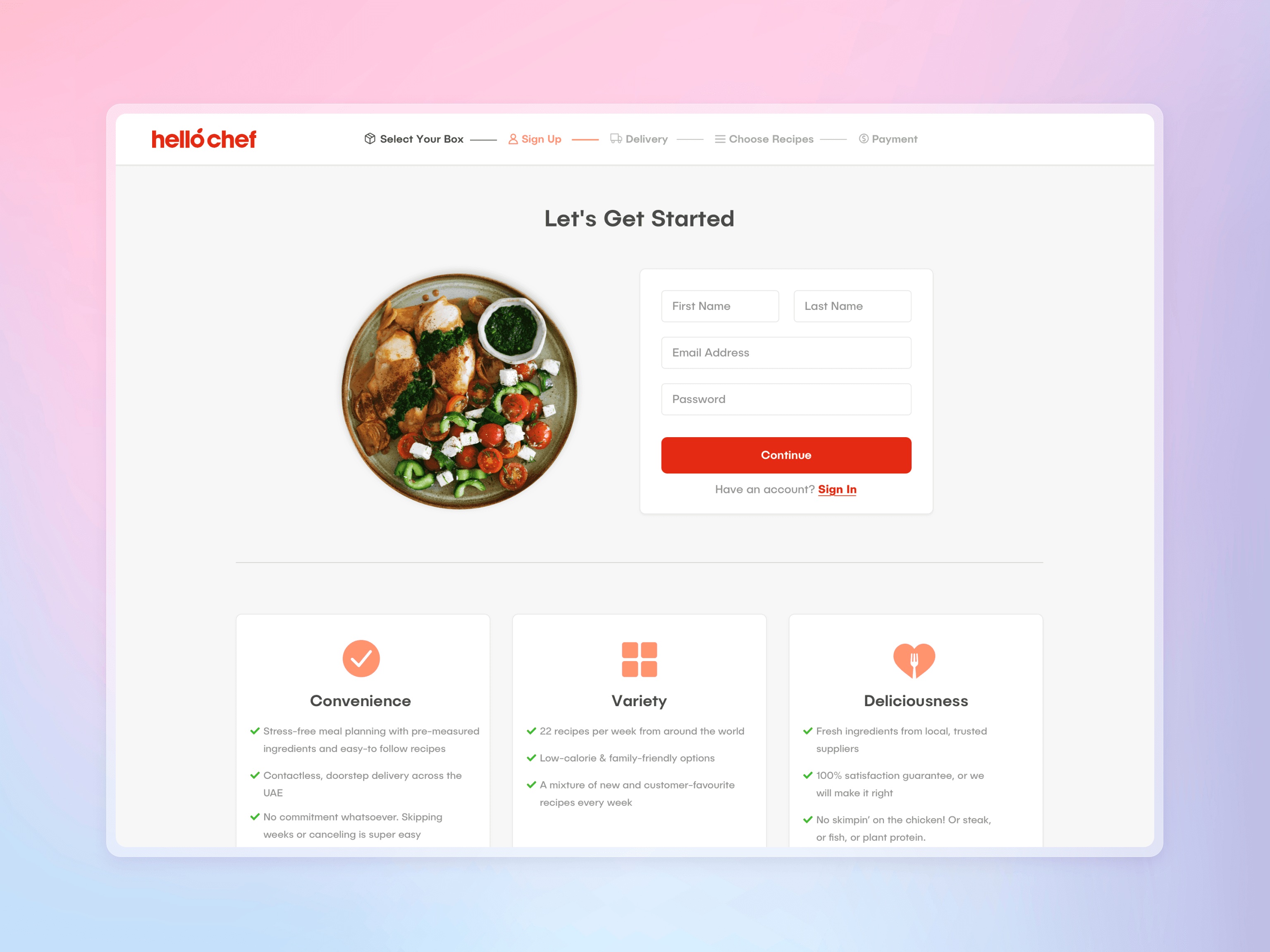 Landing page presenting dashboard of a product