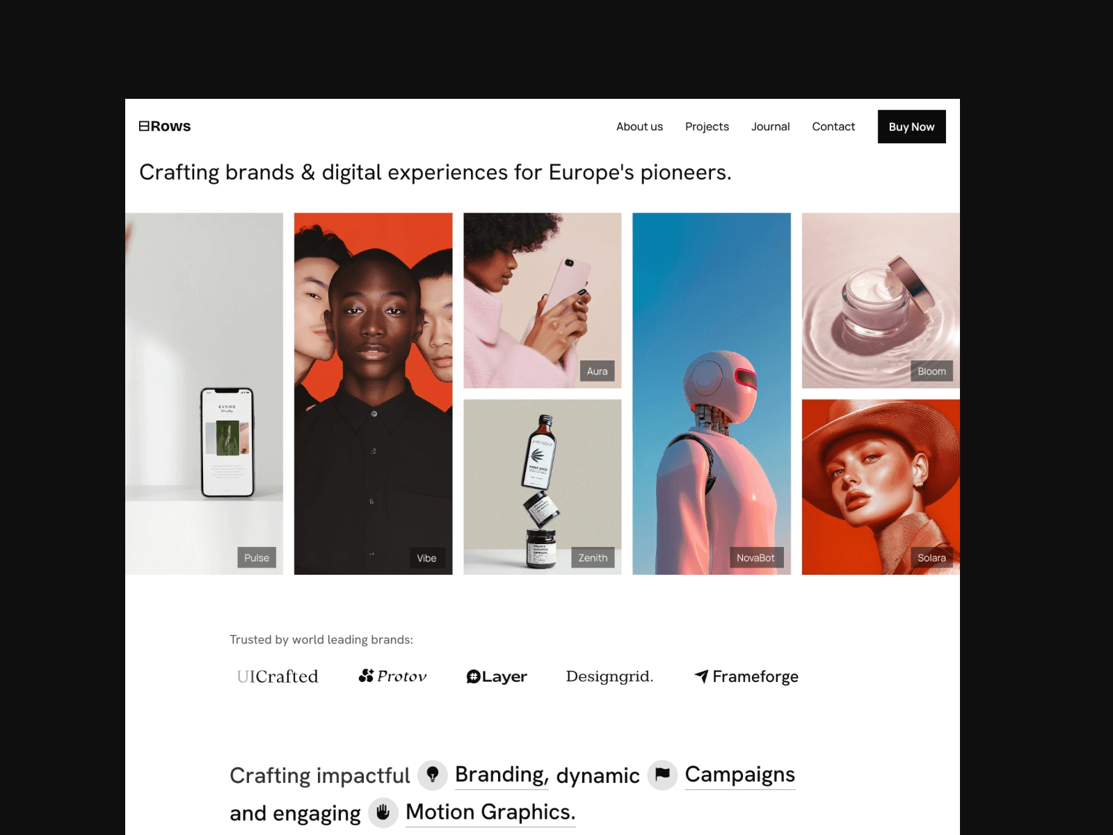 Rows Framer template — modern portfolio and agency layout preview