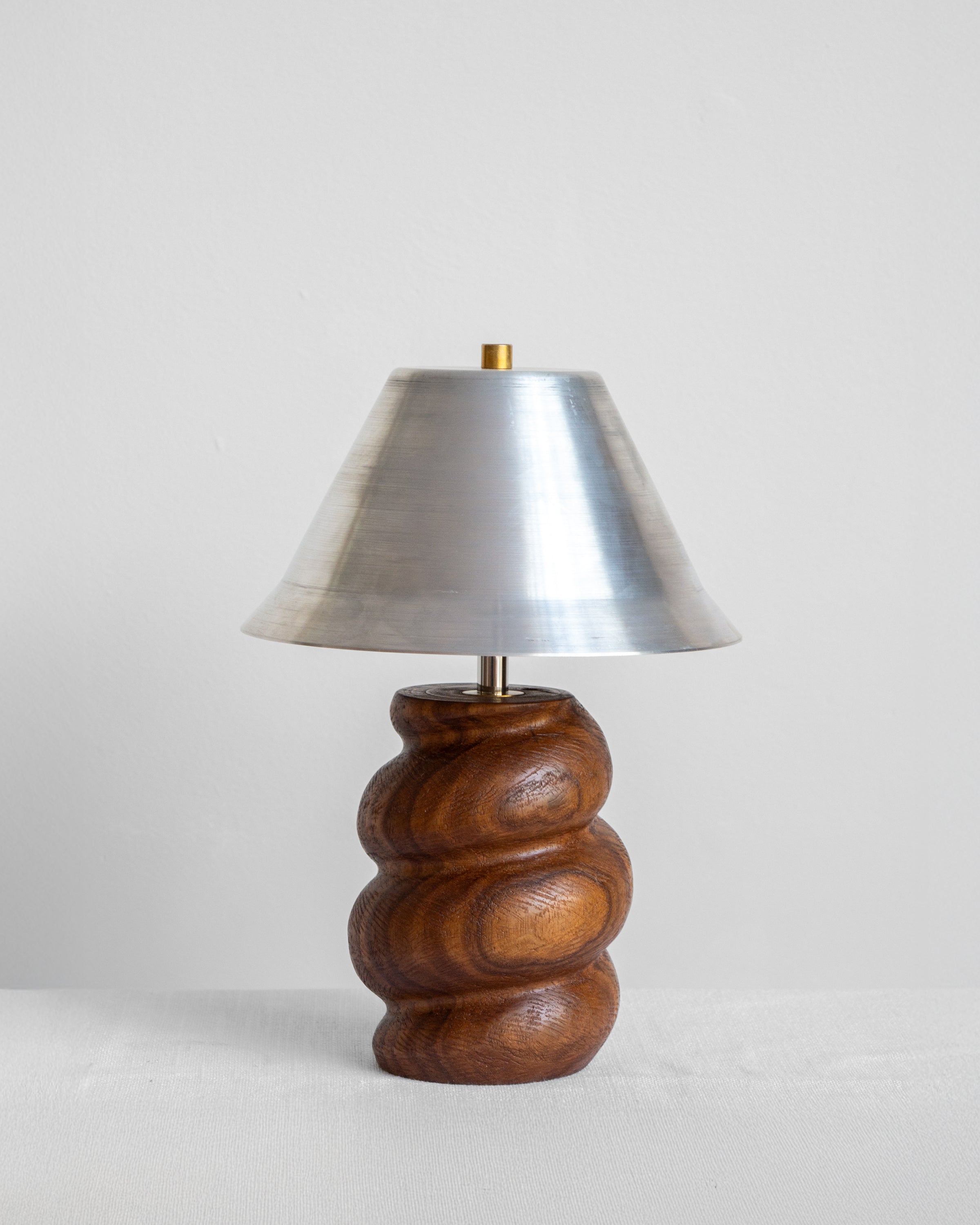 Caracol Desk Lamp with Walnut base and Aluminium shade available in UK, EU & US/CA wiring