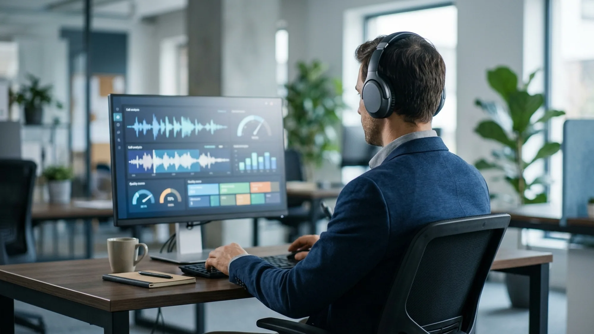 Quality manager remotely auditing a BPO provider's calls