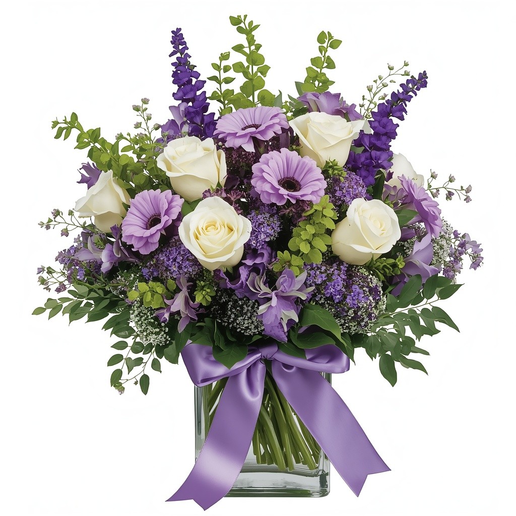Lavender Legacy Vase – funeral sympathy floral arrangement, hand-delivered by local DMV florist | Our Legacy Thread™