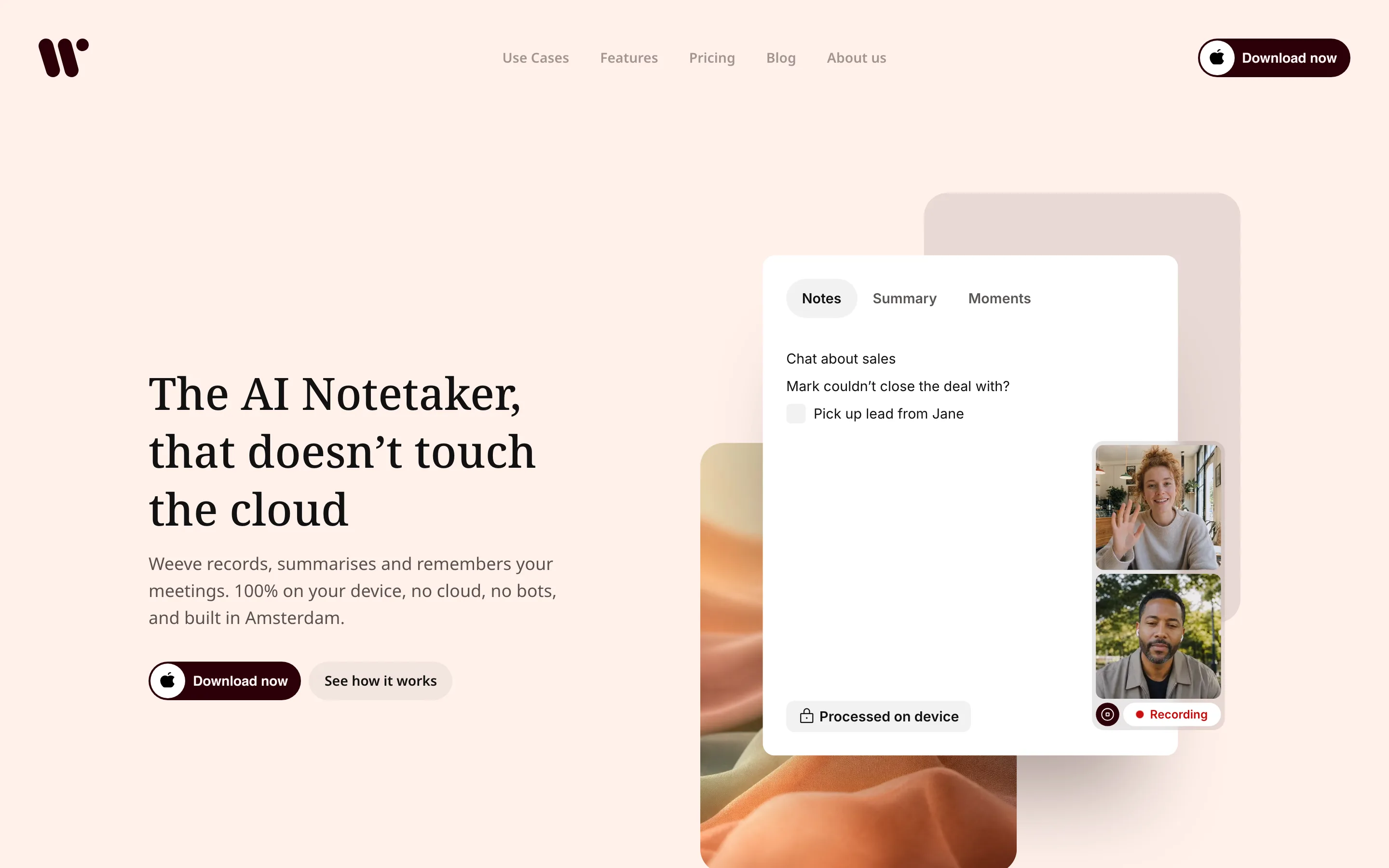 Ai Note Taker For In Person Meetings with Weeve