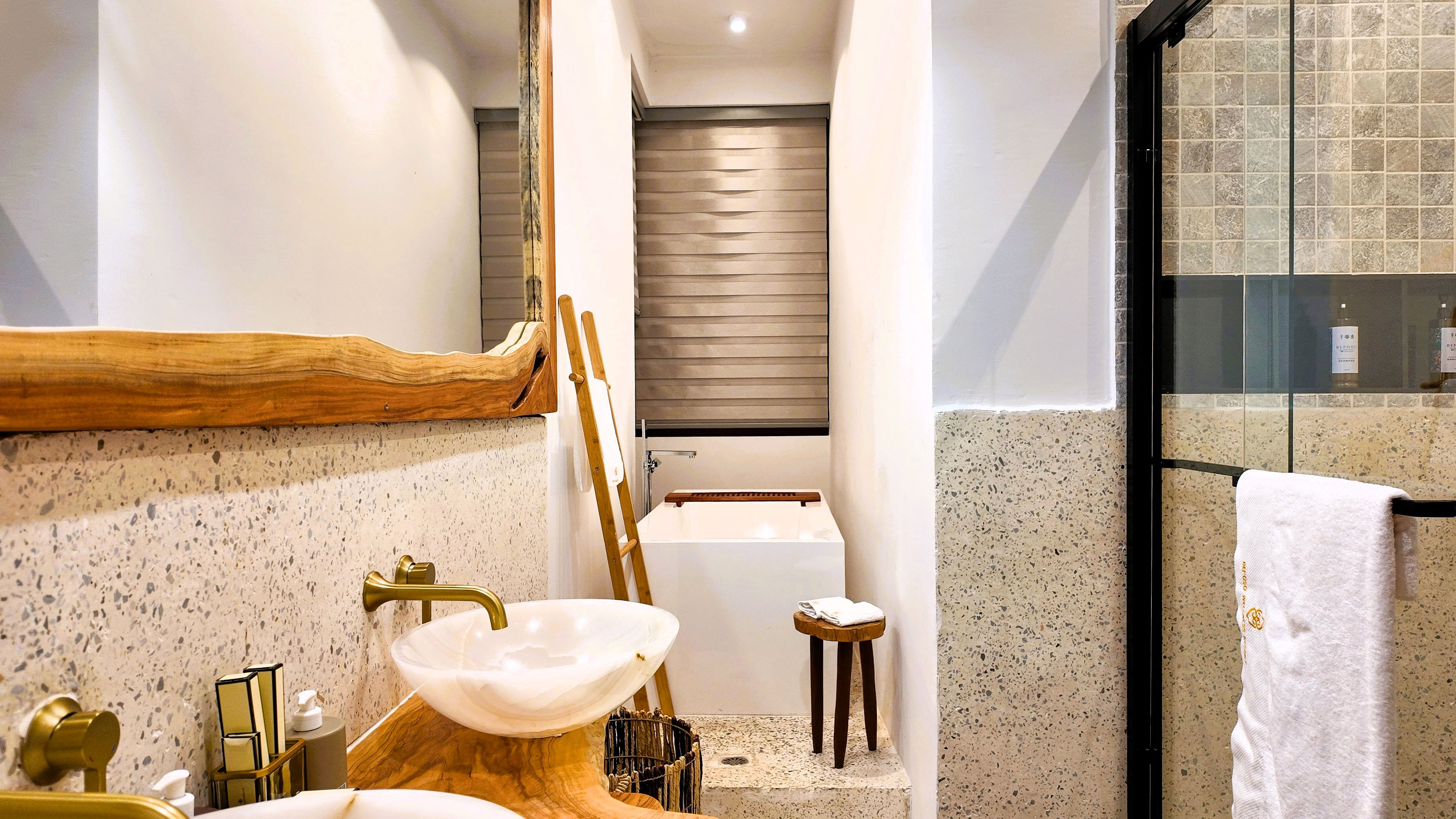 bamboo laden bathroom