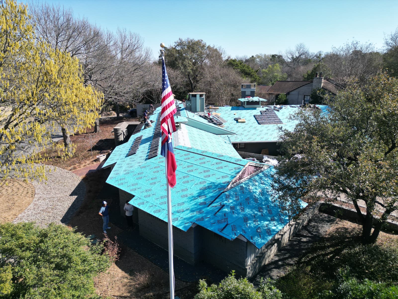 New Roof Construction Work in Progress DFW