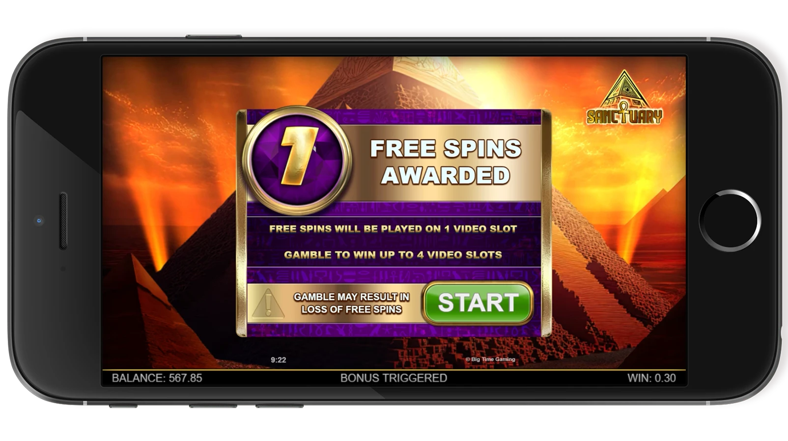 Sanctuary - free spins Big Time Gaming