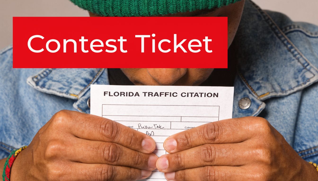 A close-up view of a person holding a Florida traffic citation form in their hands.
