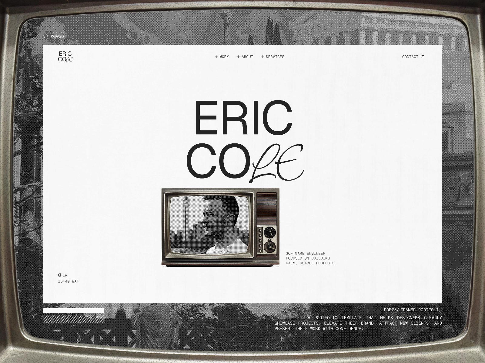 ERIC COLE — 黑白极简现代作品集网站设计灵感