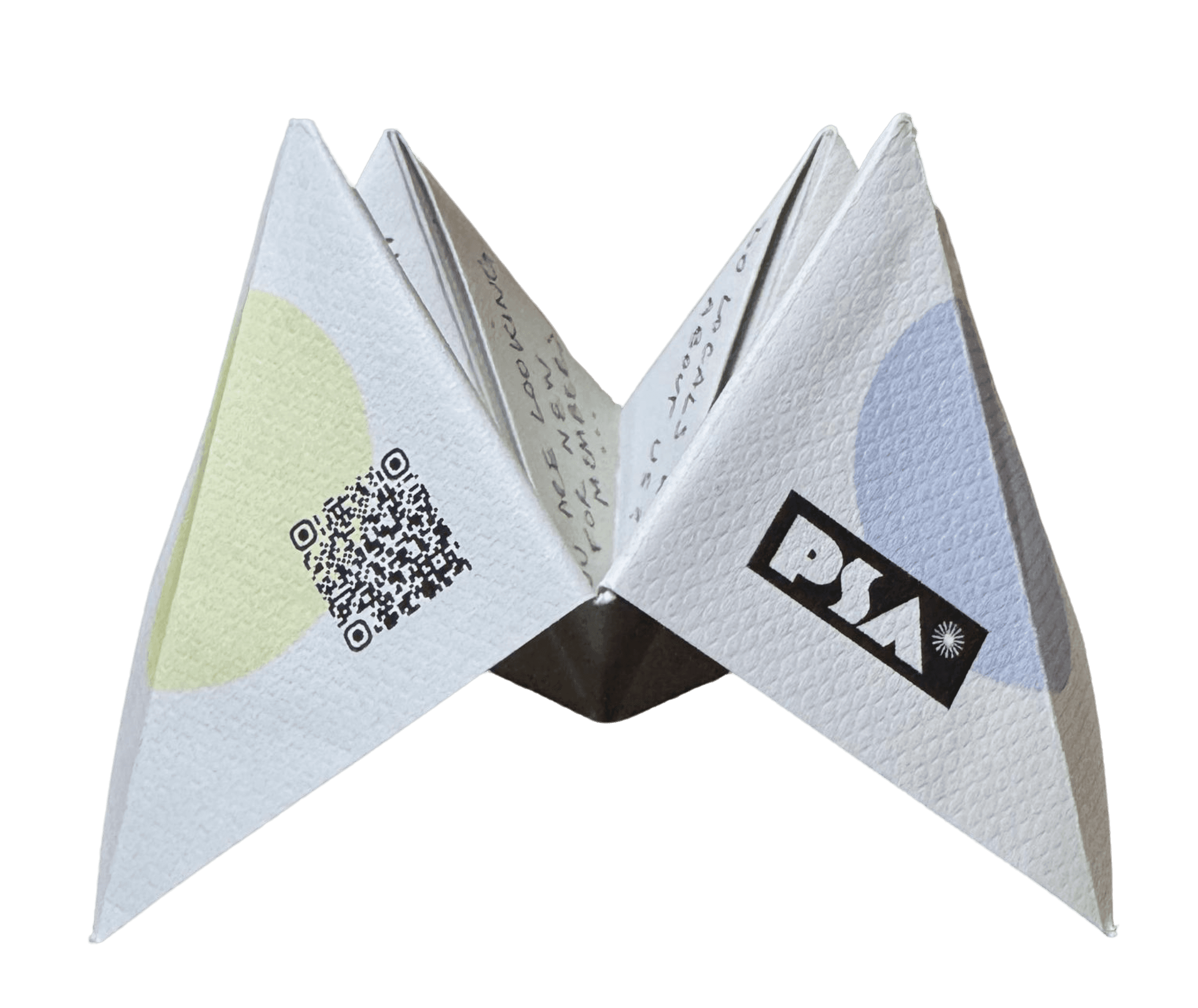 Spacious open-plan office with rows of desks and striking circular ceiling lights.