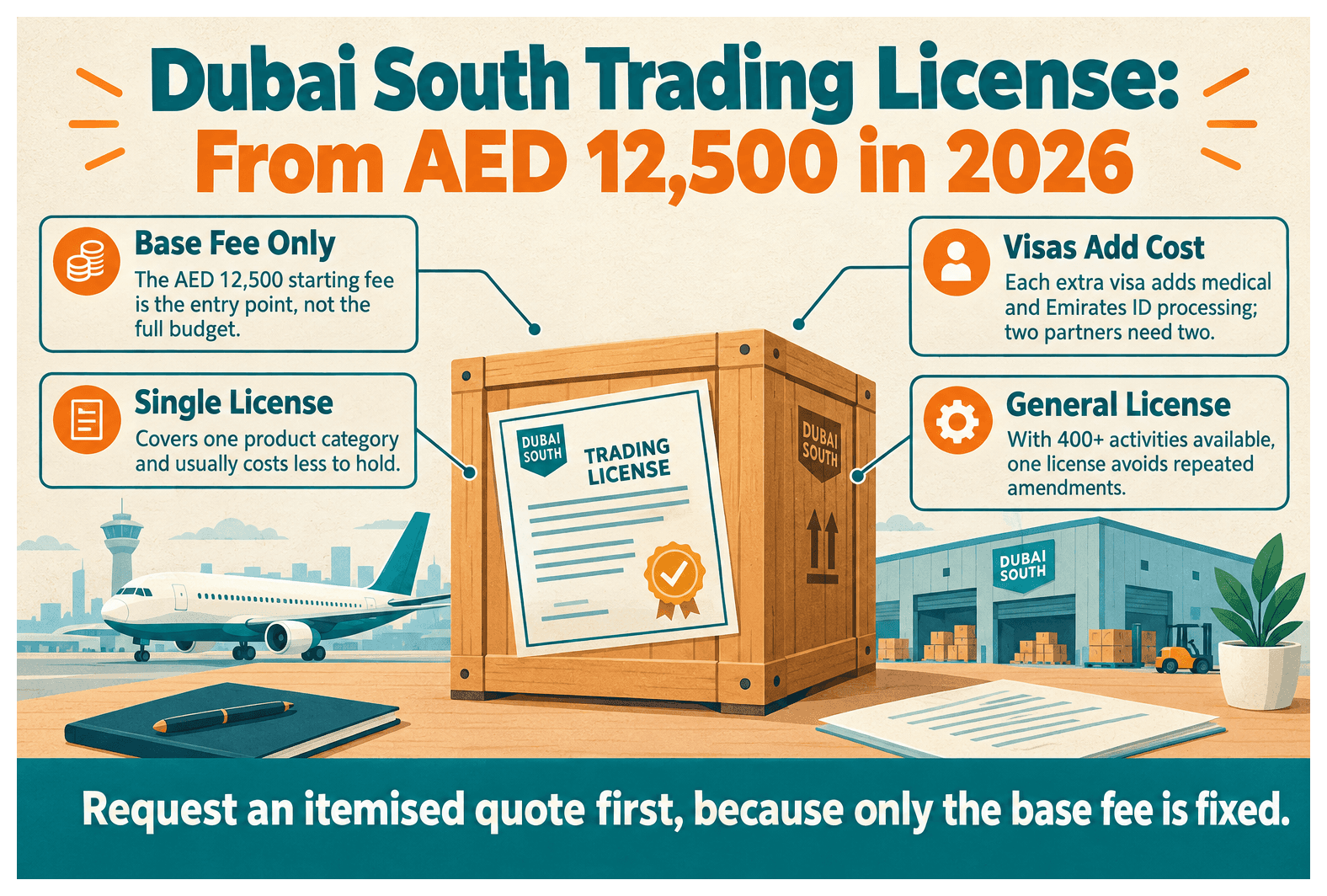 Infographic: What a Dubai South Trading License Costs in 2026