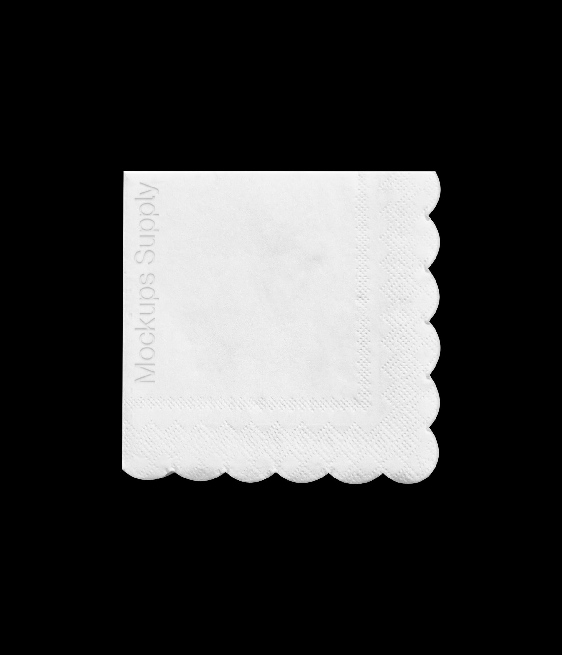 Decorative edge tissue paper mockup with debossed logo on folded surface