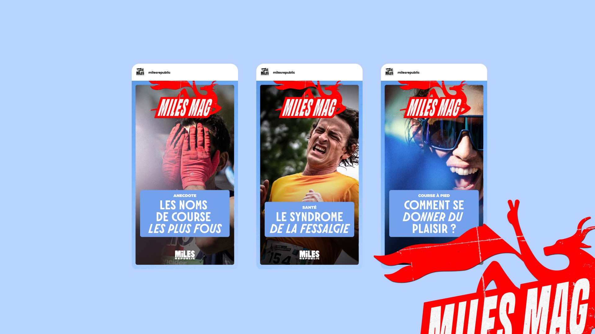 mockup de telephones avec des posts pour les reseaux sociaux pour miles republic