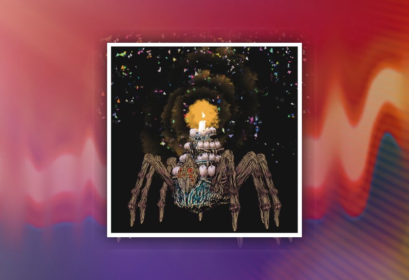 A pixelated, meme-inspired invite featuring Squidward from SpongeBob SquarePants and the phrase "Yay another year!" on a textured orange background.