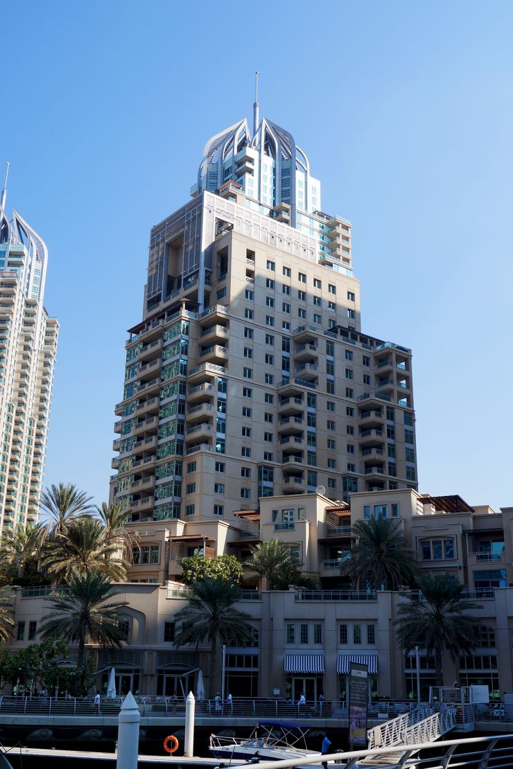 Full building view of Mesk Tower from the water, a top choice for real estate investment.