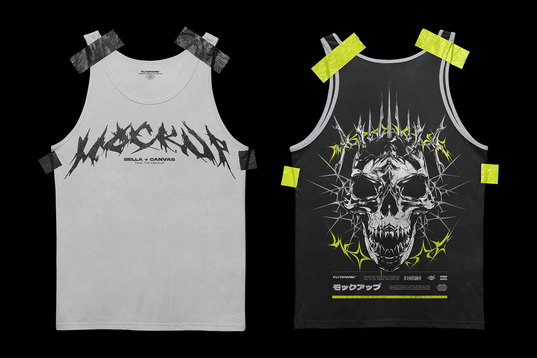 Bella+Canvas 3480 Tanktop Taped mockup showing front and back design preview