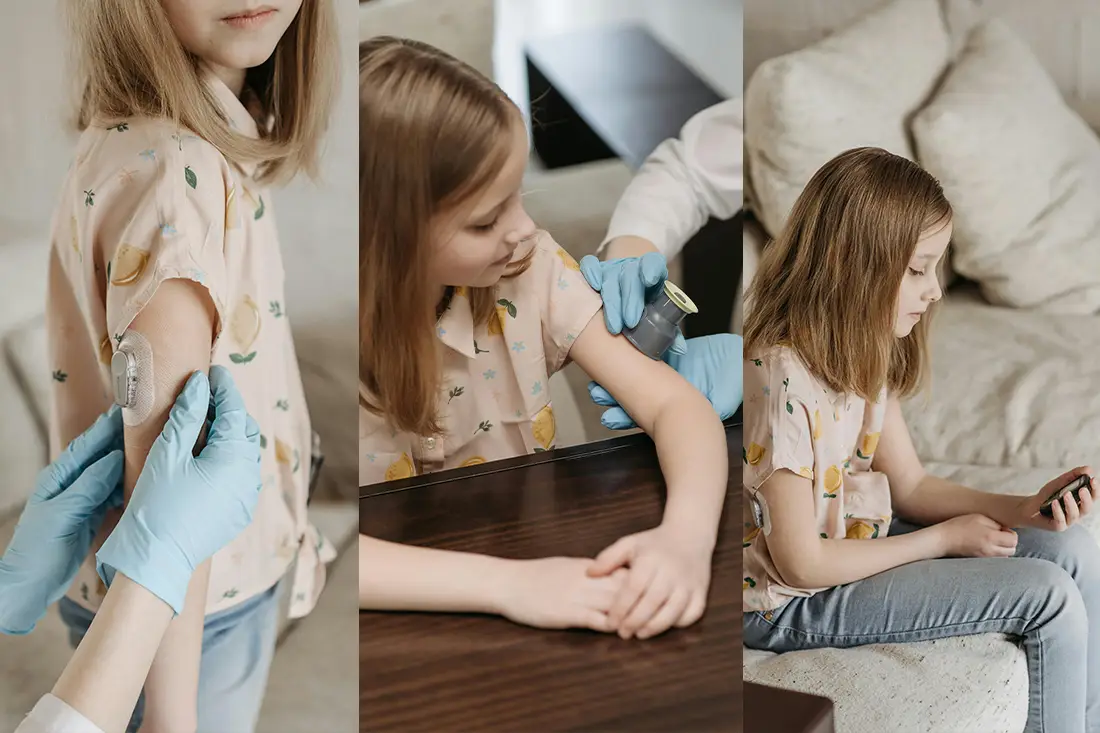 Young girl having a finger-prick glucose test
