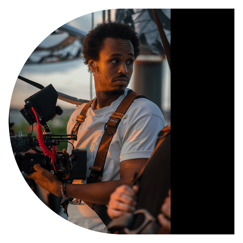 Man browsing on tablet