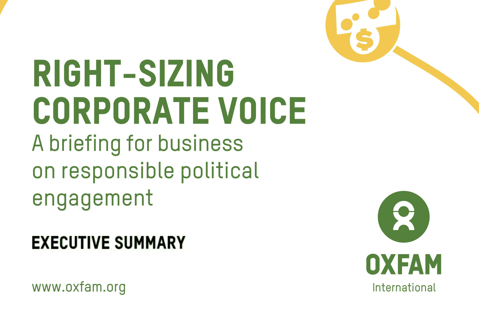 A promotional card for a workshop titled "Right-Sizing Corporate Voice" with a logo and website link.