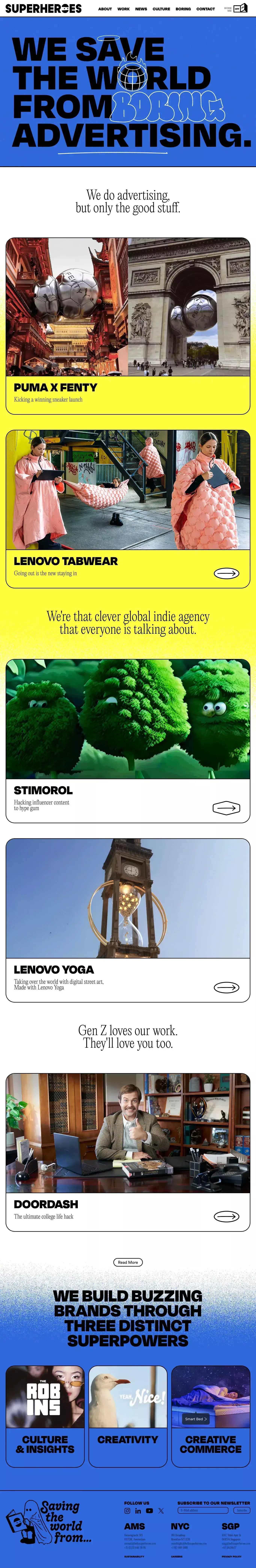 SuperHeroes portfolio page screenshot showcasing Design and Tech design