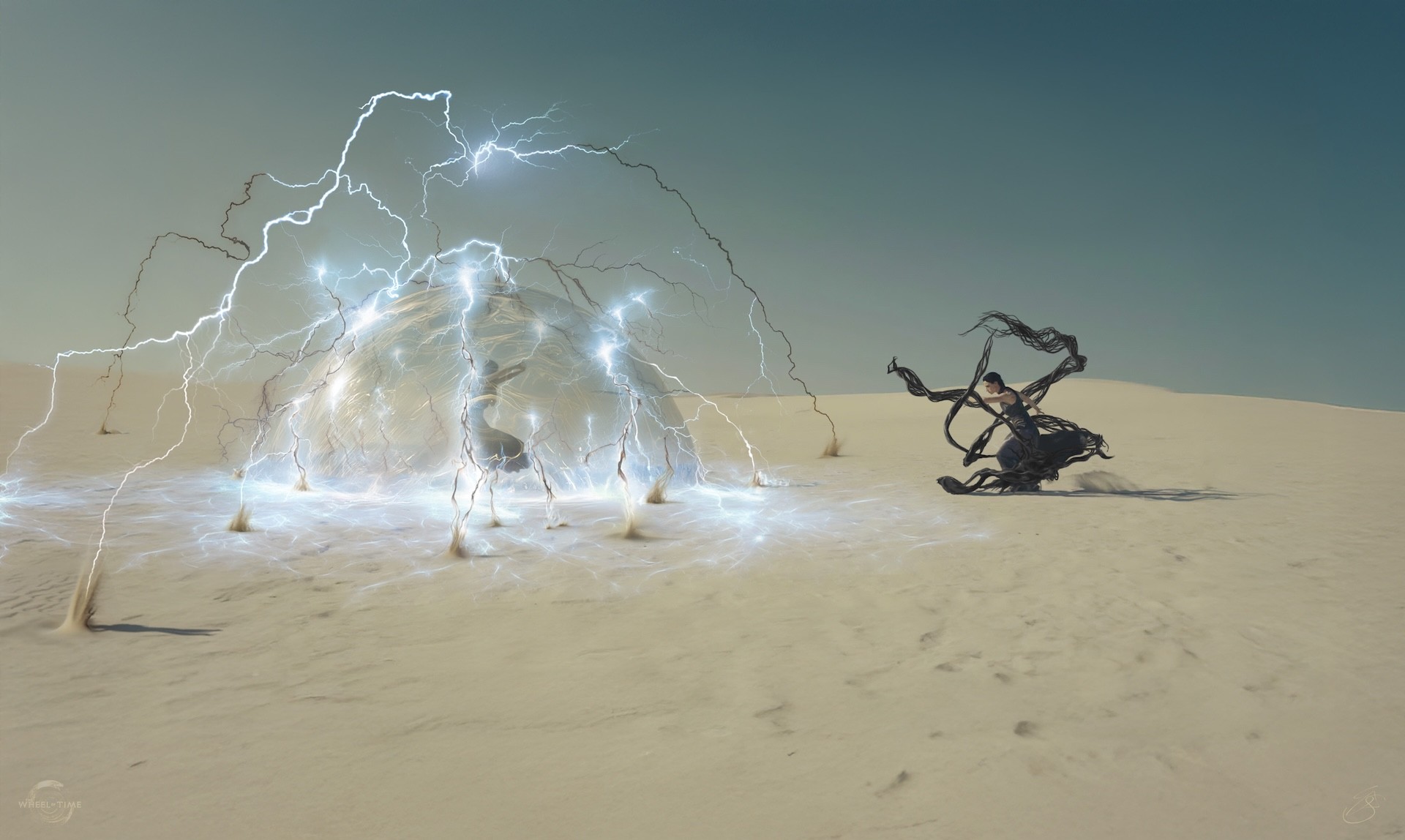 Concept Design of Moraine shielded by a lightning-fighting dome against Lanfear and her black weaves
