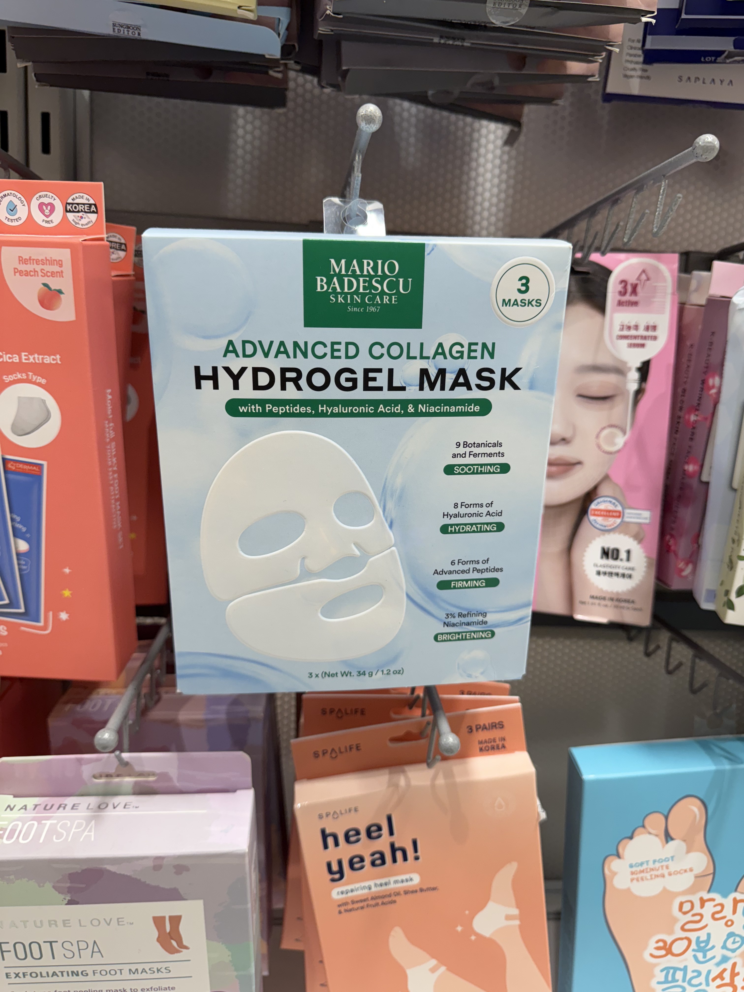 Hyaluronic acid face mask on shelf in TJMaxx.