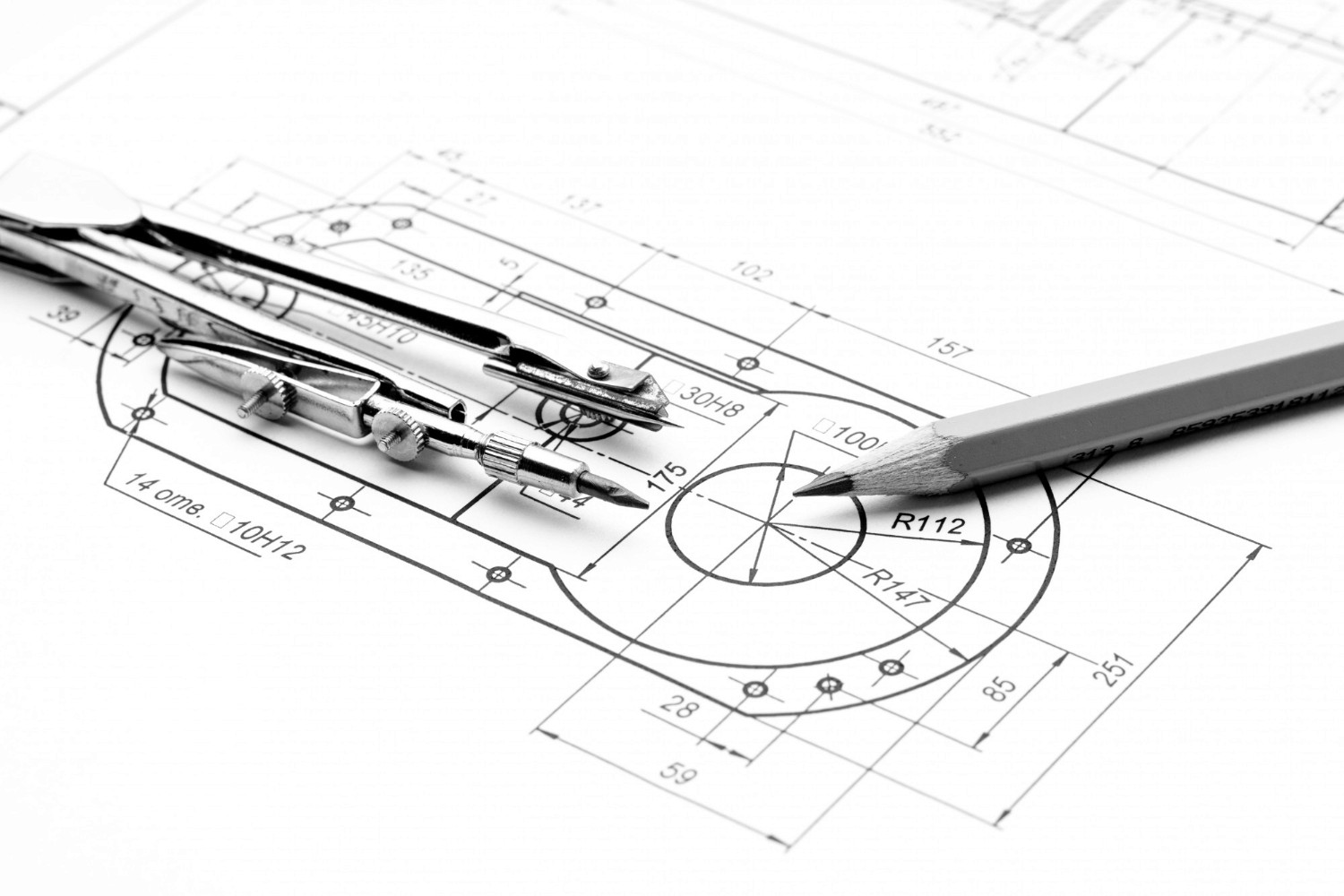 Drawing of a mechanical compoment 