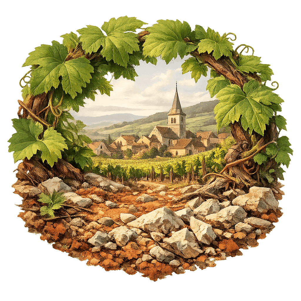 Detailed graphic of the Volnay wine region.