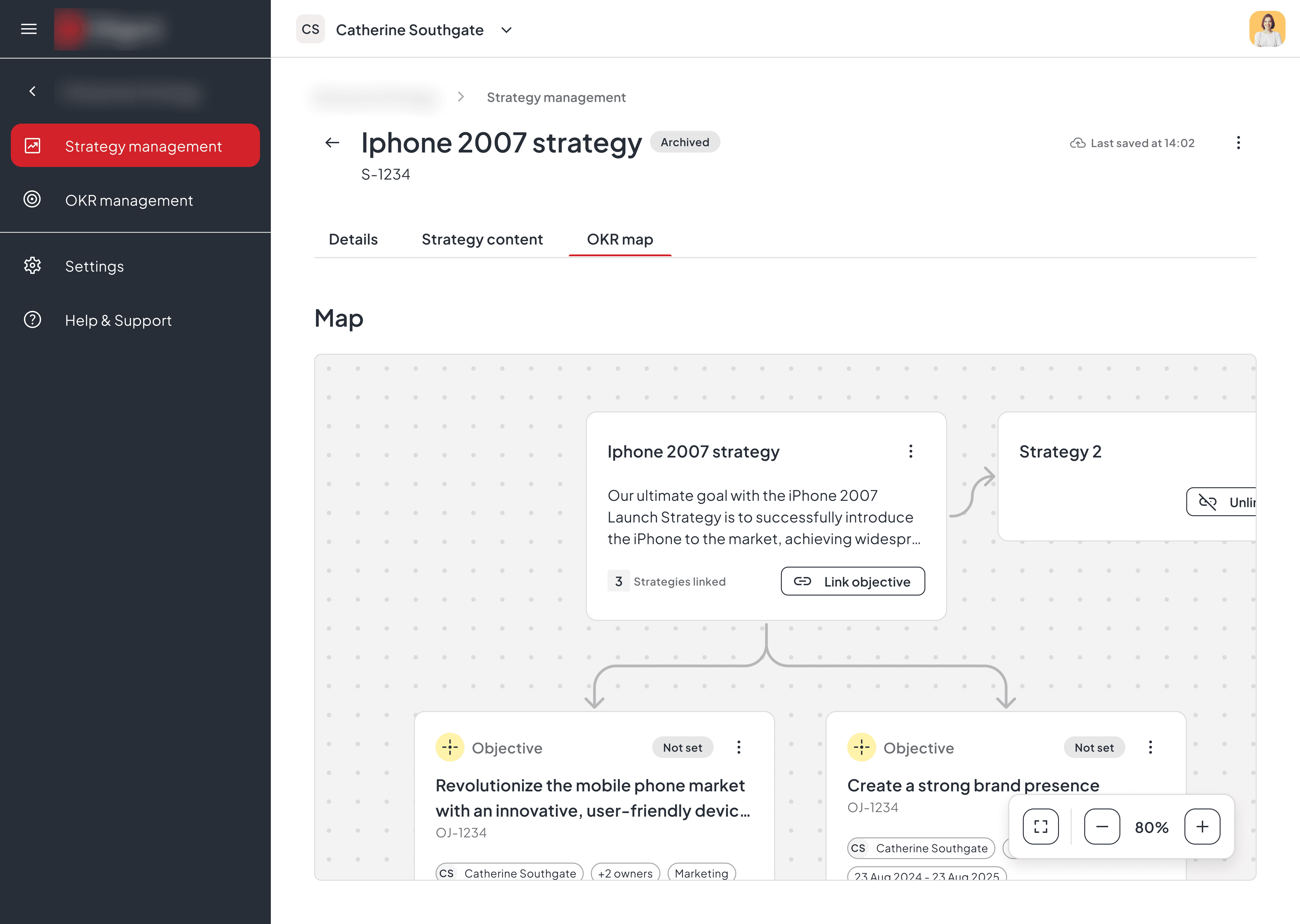 Strategy management application