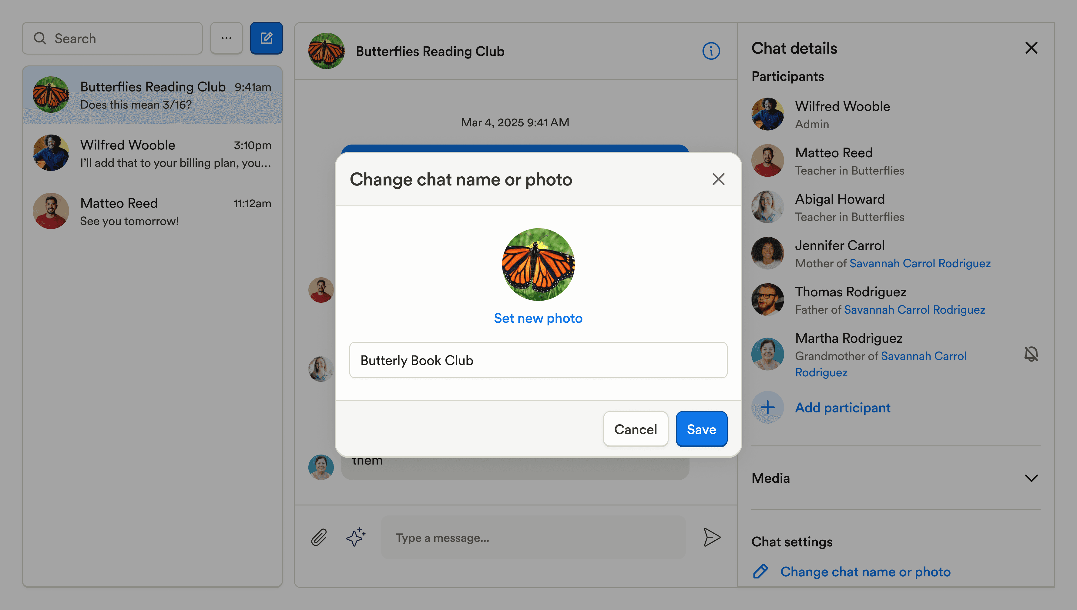 Group chat photo & name