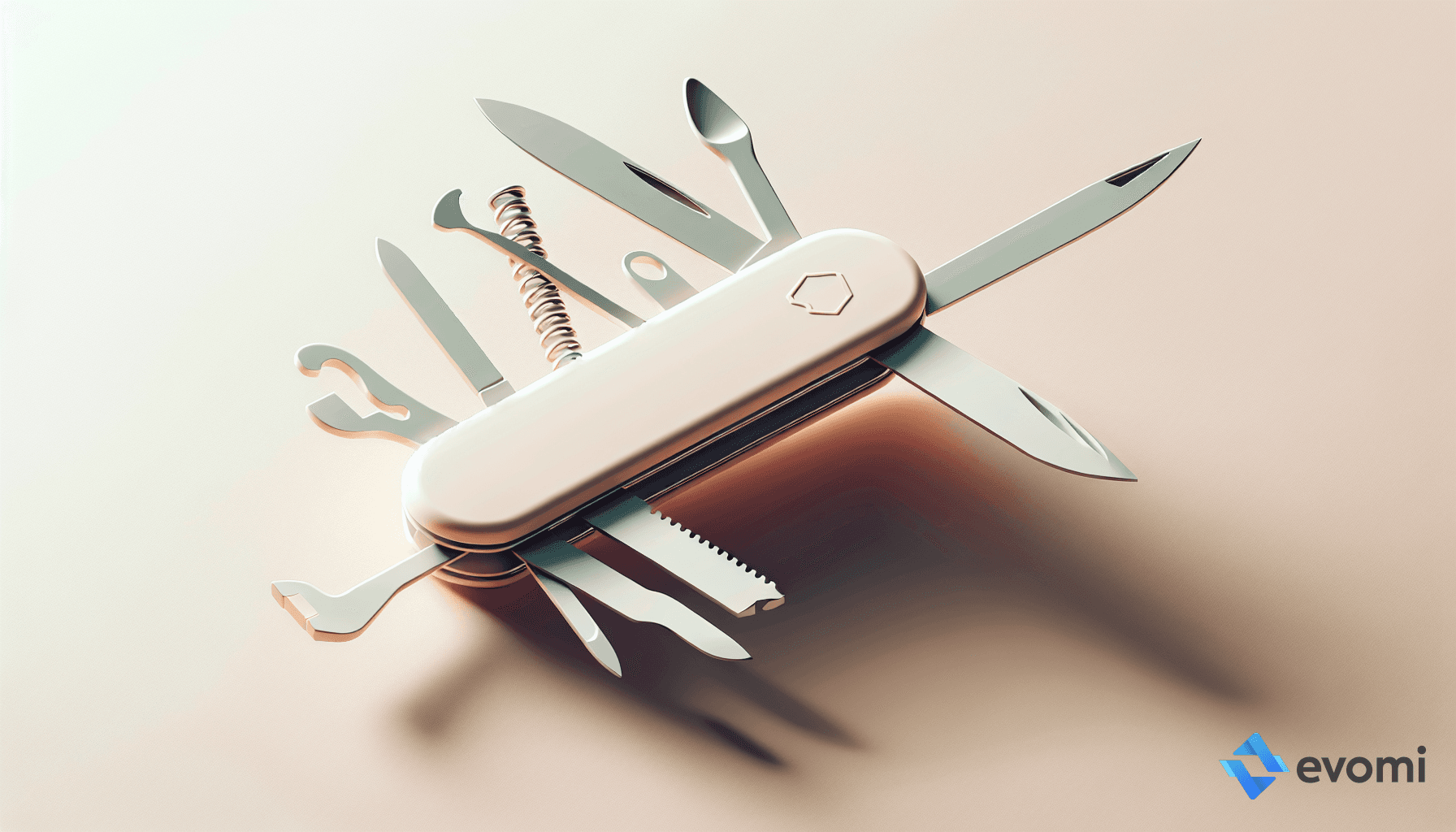  Swiss Army knife with multiple tools extended on a neutral background.