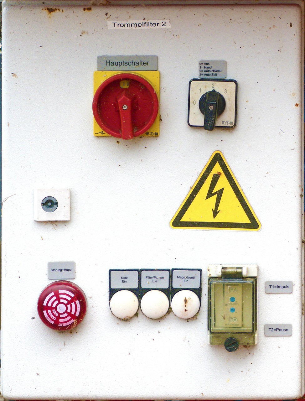 An industrial power control panel.