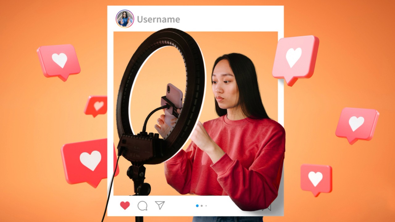 Influencer posting on social media