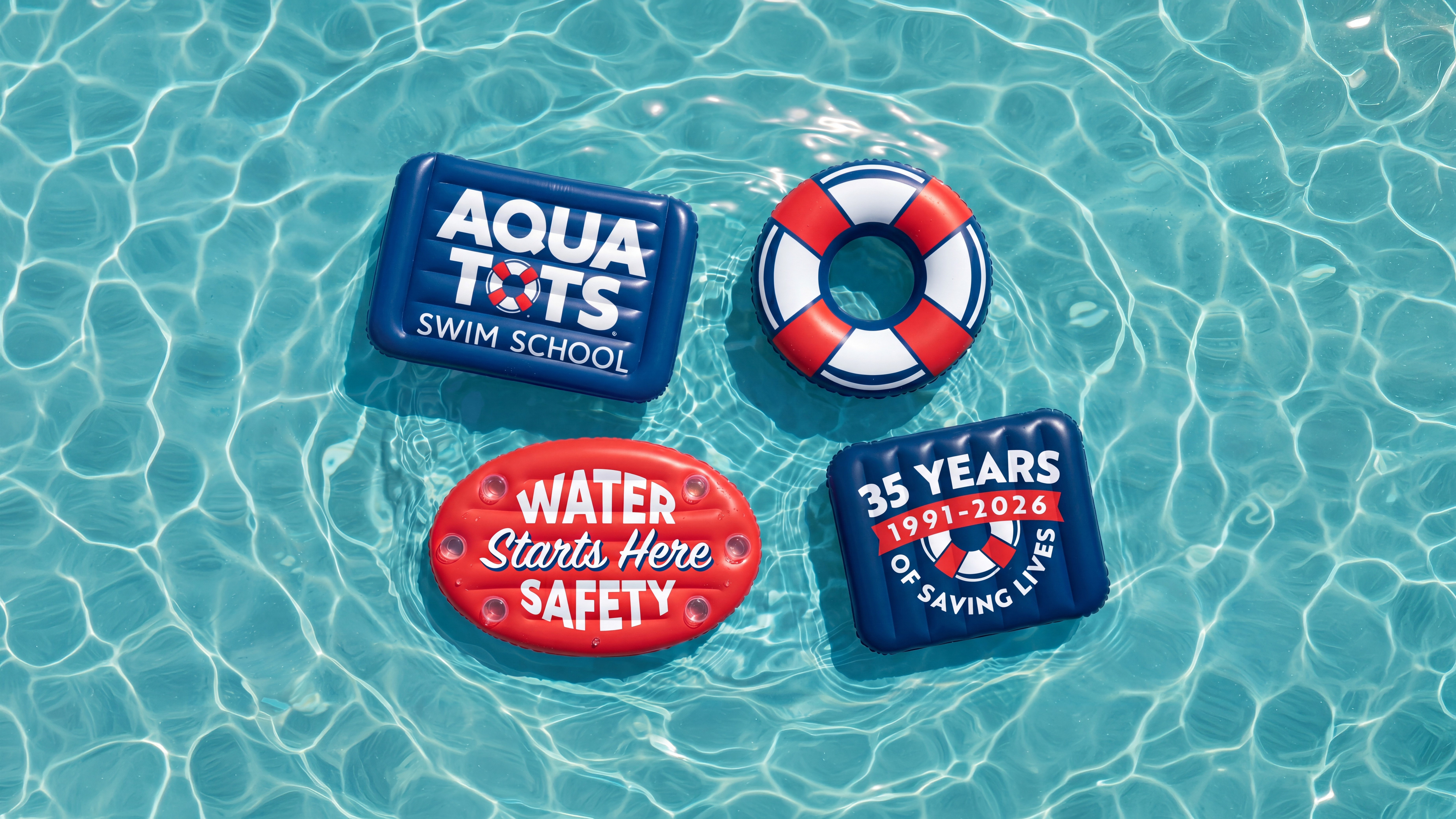 Custom 35 year anniversary pool floaties