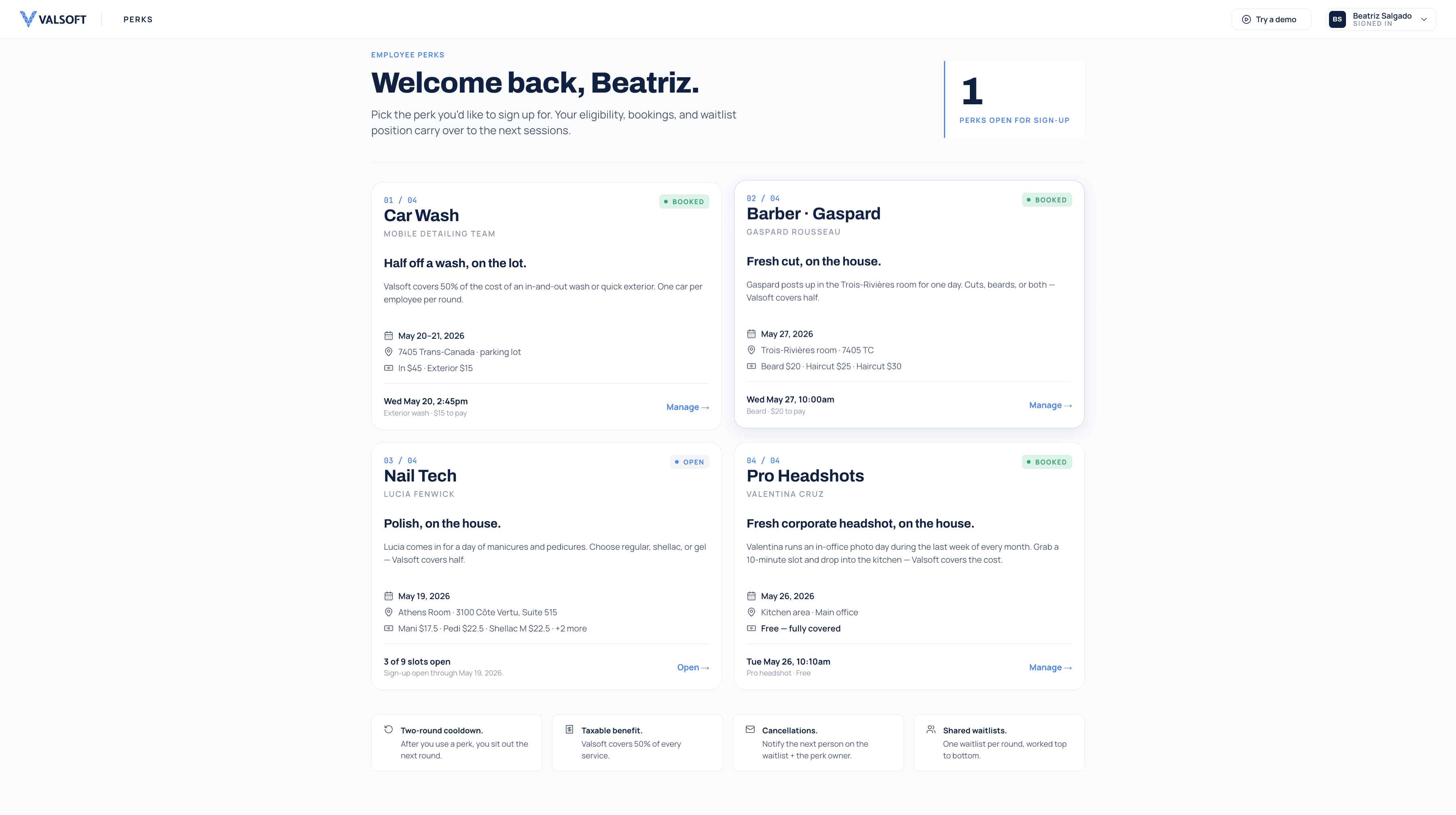 Valsoft Perks portal