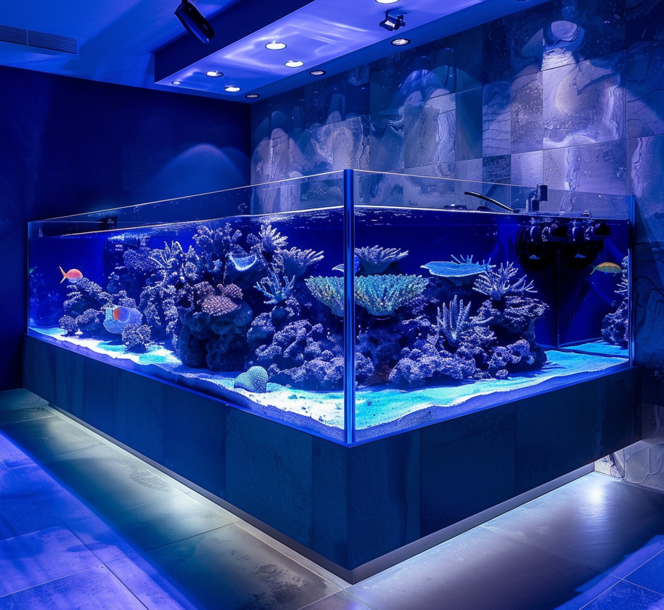 Modern blue aquarium