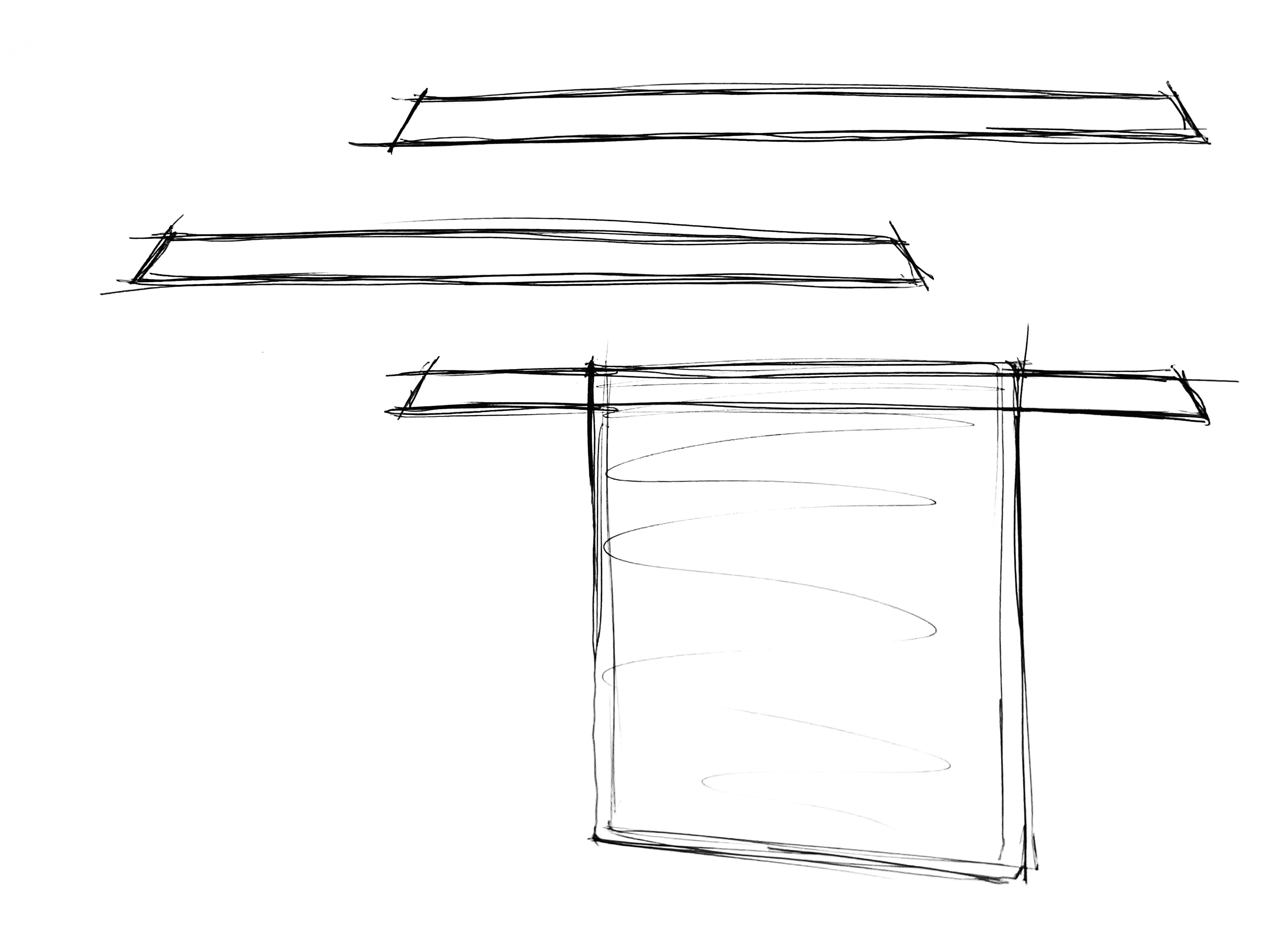 Concept Sketch in black ink on a transparent background for the Kane Bathroom Accessories Product Family
