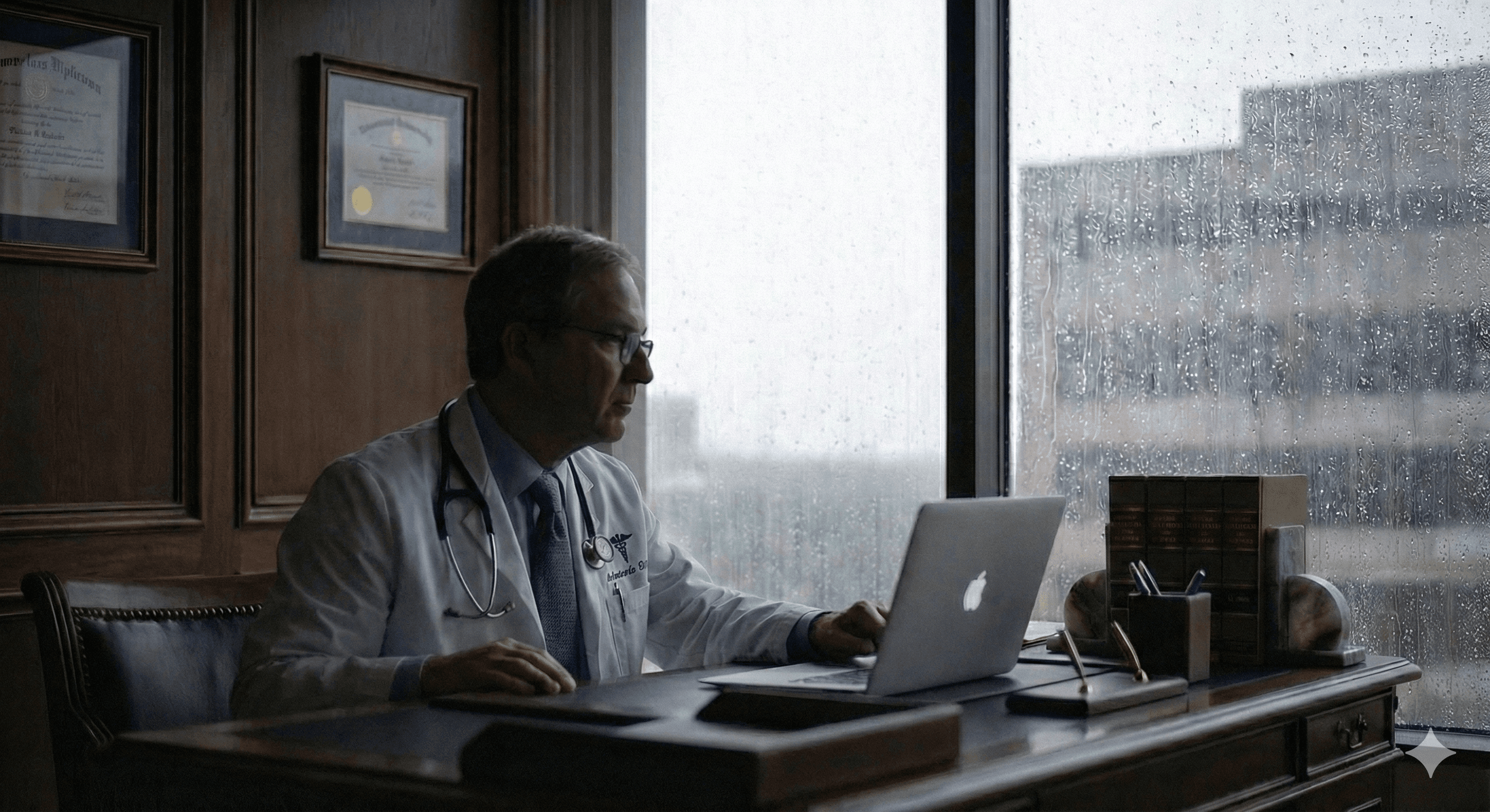 three men sitting on chair beside tables